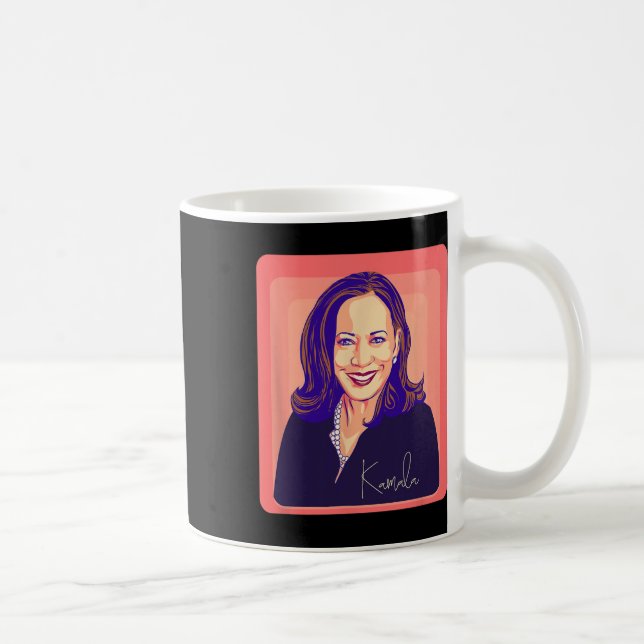 Caneca De Café Kamala Harris Senhora Presidente Pop Art Retrato (Direita)