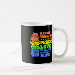 Caneca De Café Kamala Harris Tim Wheimer 2024 Peace Cat Lgbt Harr