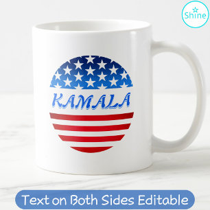 Caneca De Café Kamala Harris USA Flag Custom Text Elections 2024