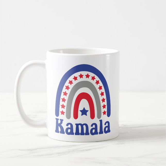 Caneca De Café Kamala Política Boho Patriótico Arco-Íris Retro (Esquerda)