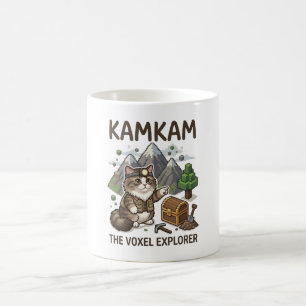 Caneca De Café KAMKAM O Explorador de Voxel Gato Gamer Divertido