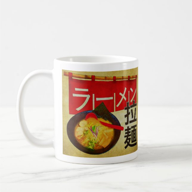Caneca De Café Kanji japonês e katakana Ramen (Esquerda)