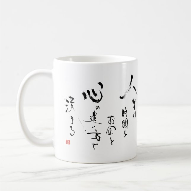 Caneca De Café Kanji "o que é a vida?" Citações inspiradas (Esquerda)
