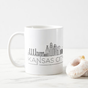 Caneca De Café Kansas City, Nebraska  Linha Skyline Estilizada da