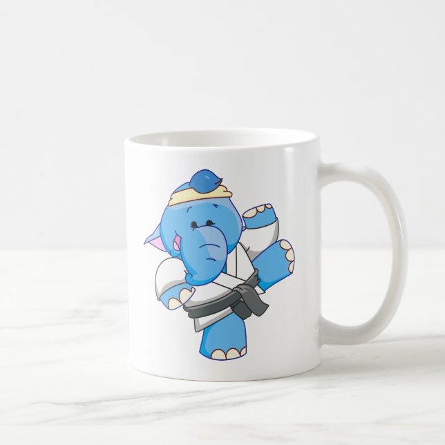 Caneca De Café Karaté azul do elefante de Lil (Direita)