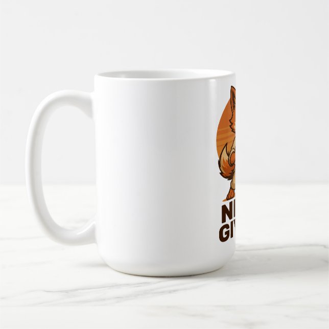 Caneca De Café Karate Fox - Never Give Up Motivational japanese  (Esquerda)