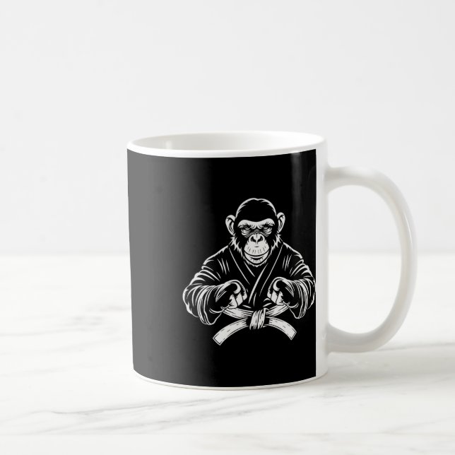 Caneca De Café Karate Monkey Desenho Kickboxing Jiu-jitsu Mma Mar (Direita)