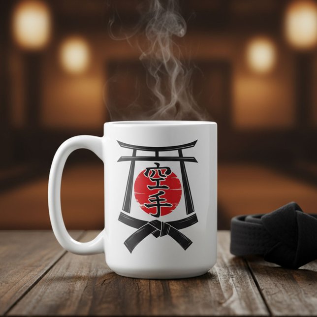 Caneca De Café Karate - Portão Torii, Sol e Kanji (Criador carregado)