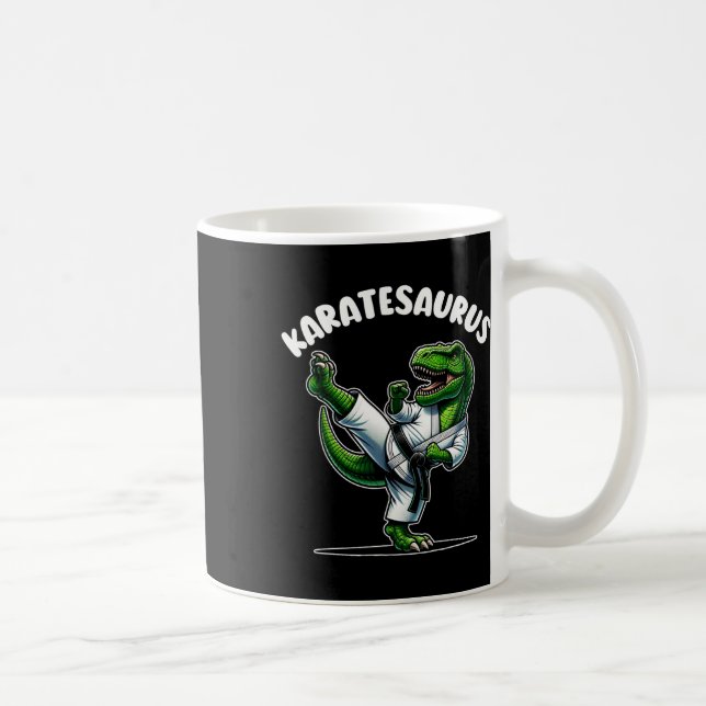 Caneca De Café Karatesaurus Dinossauro Engraçado T Rex Em Gi De K (Direita)