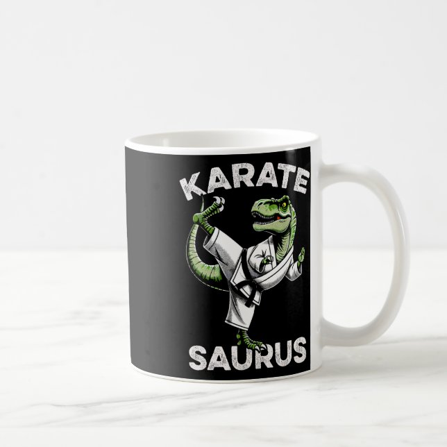 Caneca De Café Karatesaurus T-rex Karate Dino Funny Dinosaur Mart (Direita)
