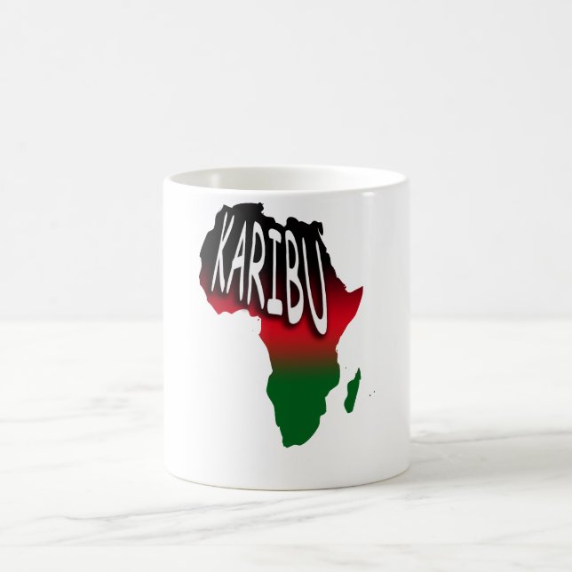 Caneca De Café Karibu - Welcome - Swahili (Centro)