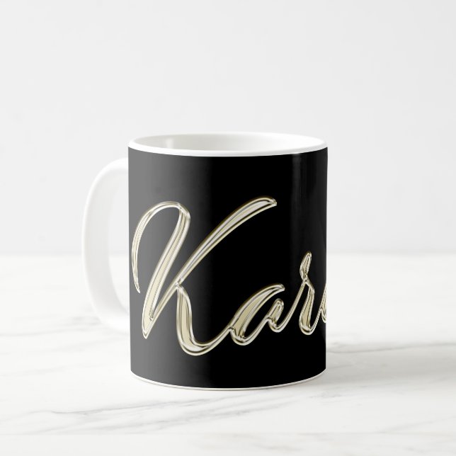 Caneca De Café Karina white gold Handwriting Tasse Kaffeetasse (Frente Esquerda)
