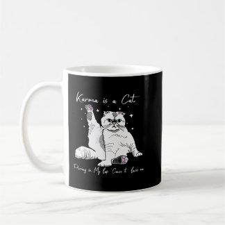 Caneca De Café Karma É Um Gato A Purgar No Meu Colar Porque Me Am