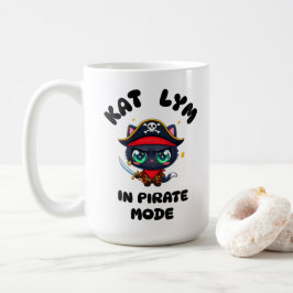 Caneca De Café Kat Lym Cute Black Cat Pirate Art
