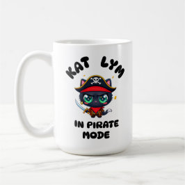 Caneca De Café Kat Lym Cute Black Cat Pirate Art