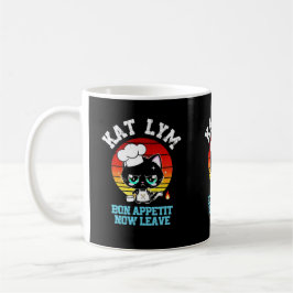 Caneca De Café Kat Lym Sarcastic Chef Cat - Bon Appetit Now Leave