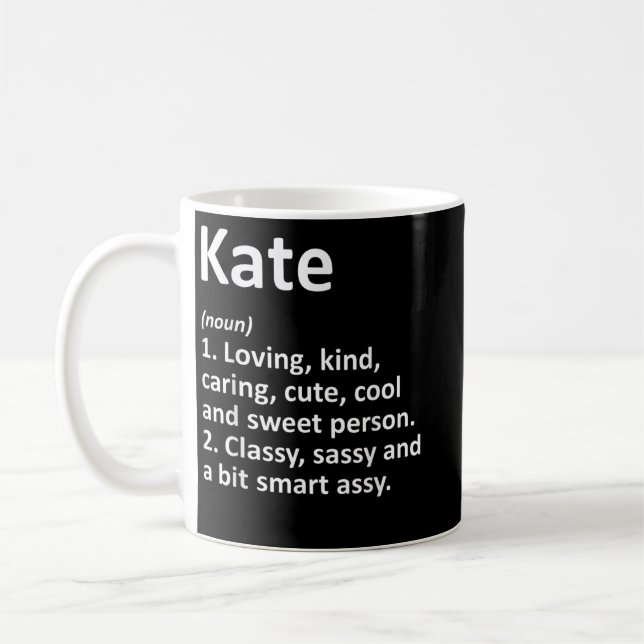 Caneca De Café KATE Definição Nome Personalizado Funny Birthday G (Esquerda)