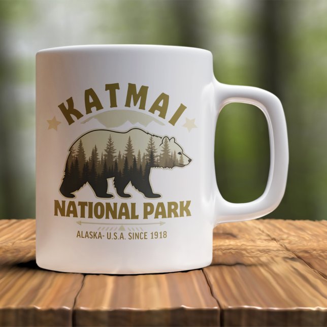 Caneca De Café Katmai, Alaska: Nature’s Sanctuary Since 1918 (Criador carregado)