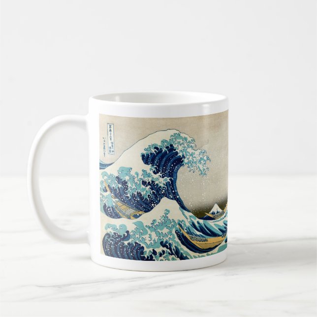 Caneca De Café Katsushika Hokusai - A onda do Excelente de Kanaga (Esquerda)