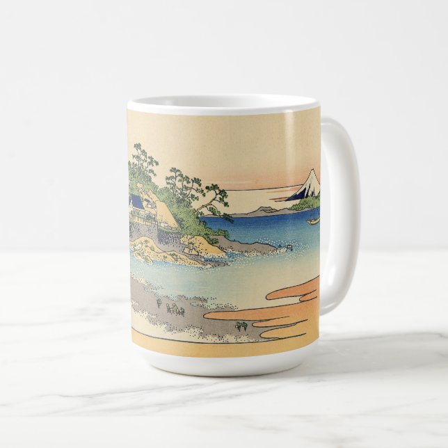 Caneca De Café Katsushika Hokusai Enoshima na província de Sagami (Frente Esquerda)