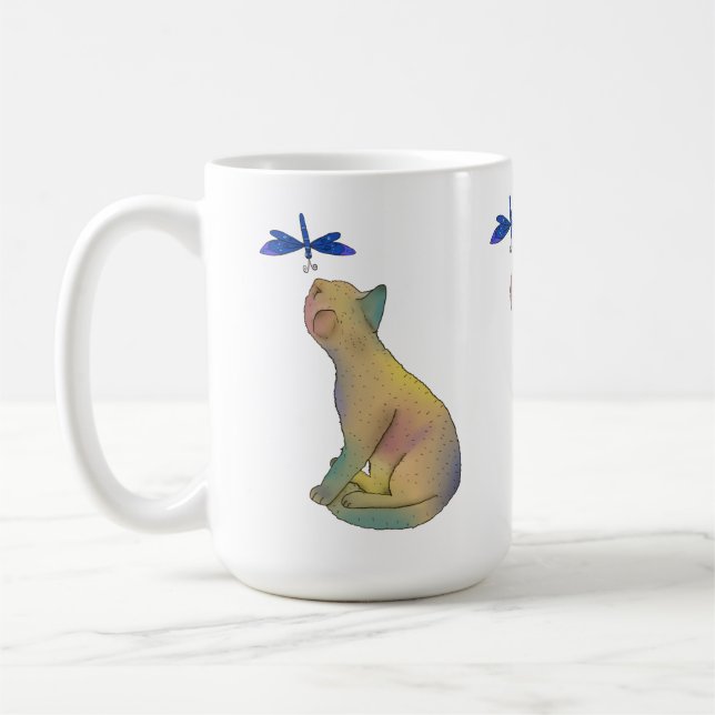 Caneca De Café Katze und blaue Libelle (Esquerda)
