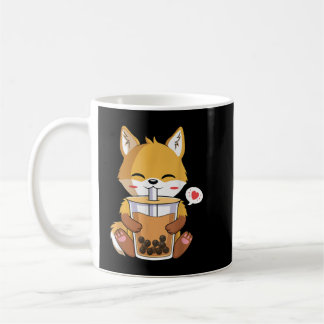 Caneca De Café Kawaii Anime Fox Bebendo Boba Bubble Tea Lover