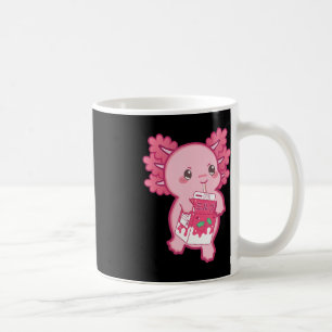 Caneca De Café Kawaii Axolotl Morango Leite Adolescente Miúdas Ja