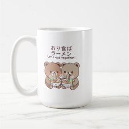 Caneca De Café Kawaii Bears Let's Eat Together Japanese Noodles