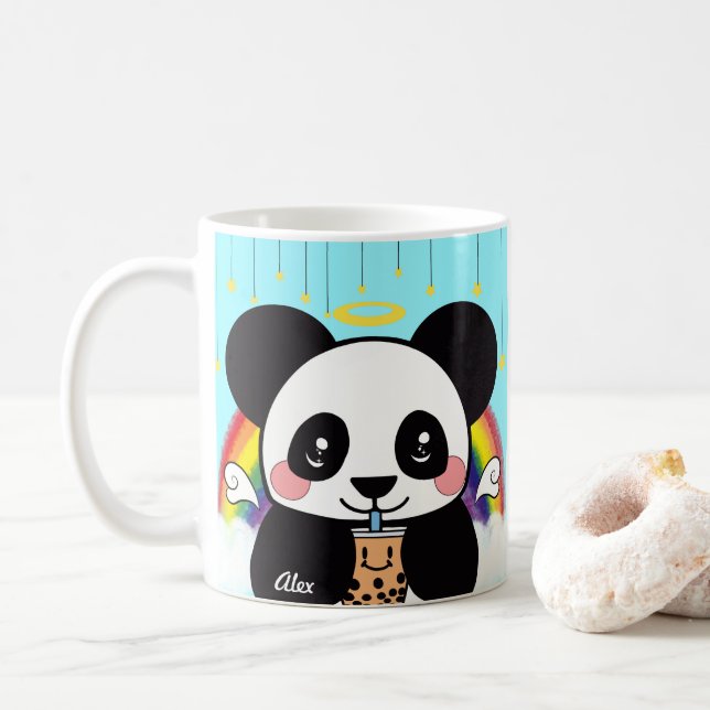 Caneca De Café Kawaii Boba Panda Bear Coffee Mug (Com Donut)