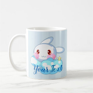 Caneca De Café Kawaii Bunny, Cloud & Star Personalizado