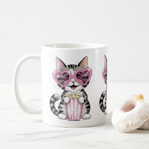 Caneca De Café Kawaii Cat Mug - Gatinho Adorável De Óculos Cardía