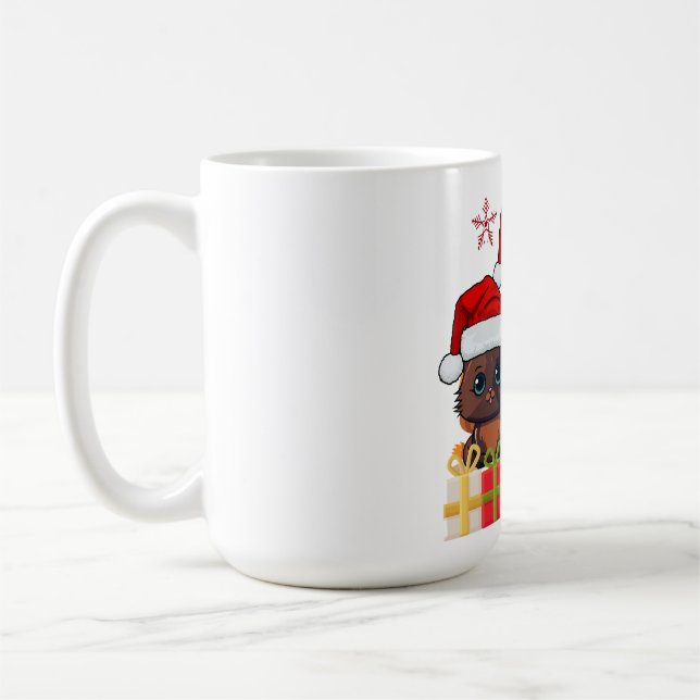 Caneca De Café Kawaii Christmas kitten in Santa Hats T-Shirt (Esquerda)