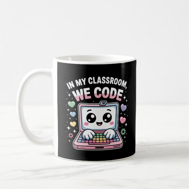 Caneca De Café Kawaii Coding Laptop – Cute Computer Science  (Esquerda)