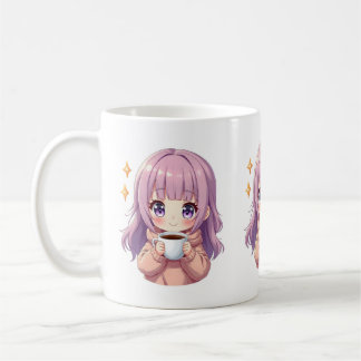 Caneca De Café Kawaii Cozy Coffee Girl – Pastel Aesthetic sticker