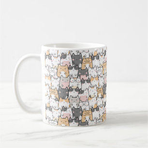 Caneca De Café Kawaii Cute Cats Patterno