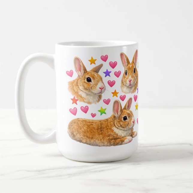 Caneca De Café kawaii cute y2k rainbow rabbit bunny (Esquerda)