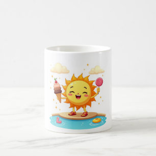 Caneca De Café Kawaii Dançando Sun Summer Poolside Mug