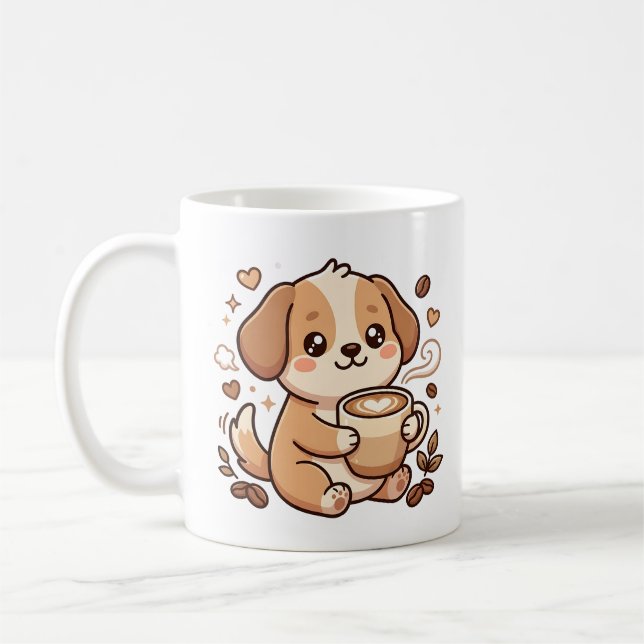 Caneca de Café Kawaii de Cachorro (Esquerda)