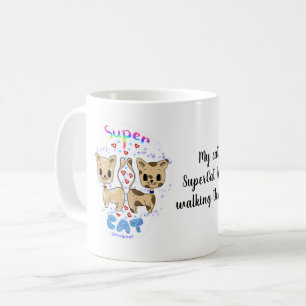 Caneca De Café Kawaii Divertido Cue Super Cat Mug