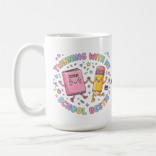 Caneca De Café Kawaii Escola Melhor Amiga Gêmeas Amizade