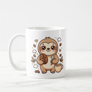 Caneca de Café Kawaii Feijão Preguiça