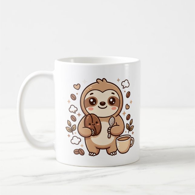 Caneca de Café Kawaii Feijão Preguiça (Esquerda)