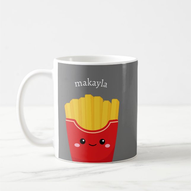 Caneca De Café "Kawaii French Fries Mug Personalizado" (Esquerda)