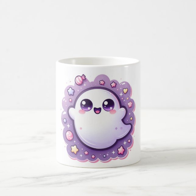 Caneca De Café Kawaii Ghost Mug Cute Pastel Halloween Café Cup (Centro)