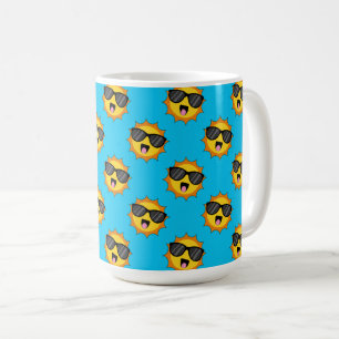 Caneca De Café Kawaii Happy Sun com óculos escuros