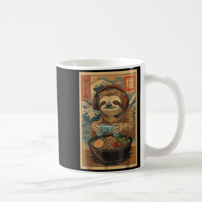Caneca De Café Kawaii Japanese Ramen Sloth Retro Gaming Shirts Fo (Direita)