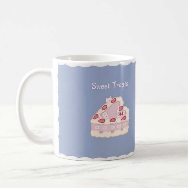 Caneca De Café Kawaii Kittens Strawberry Cake Sweet Treats Mug (Esquerda)