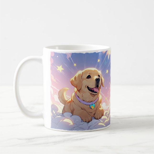 Caneca De Café Kawaii Labrador Retriever céu e estrelas (Esquerda)