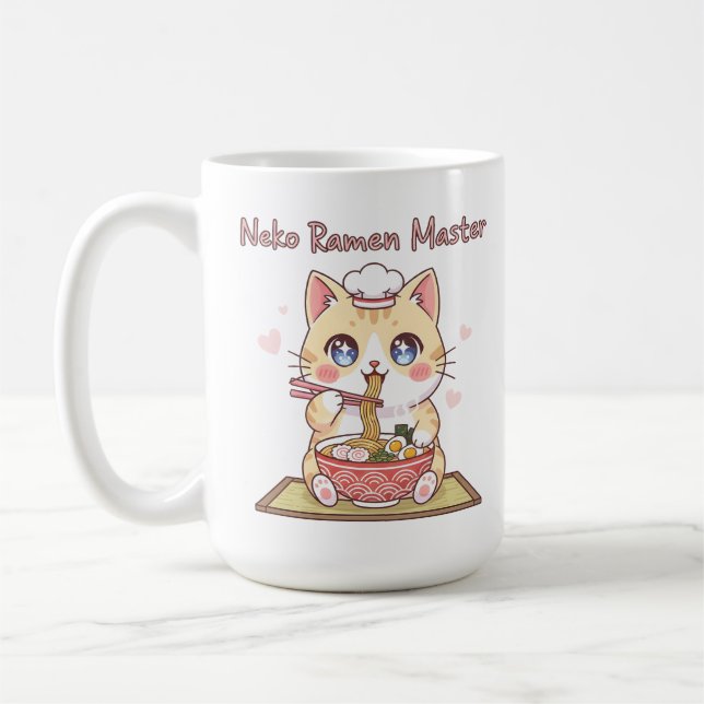 Caneca De Café Kawaii Neko Ramen Master Cute Cat Food Chef (Esquerda)