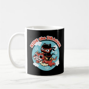 Caneca De Café Kawaii Ninja Cat Circular O Dragão